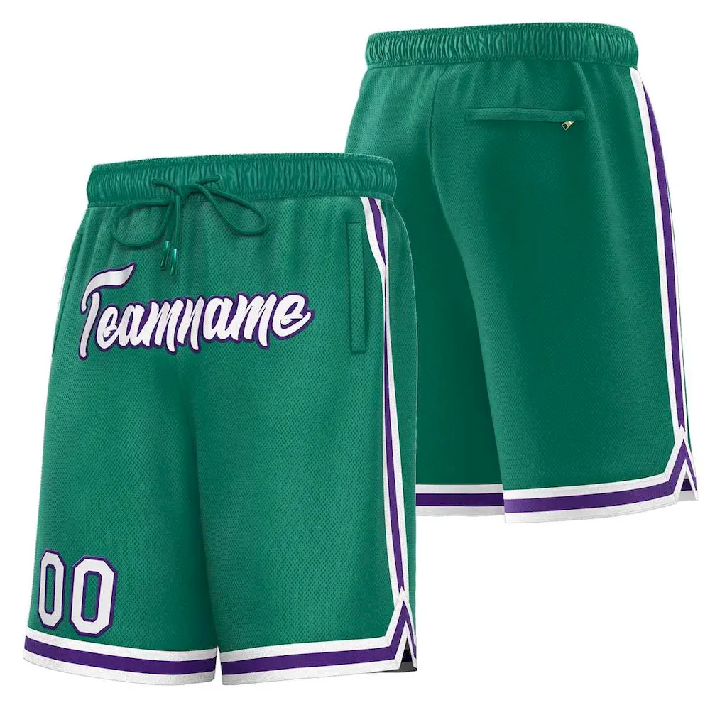 Custom Green White-Purple Sport Basketball Shorts