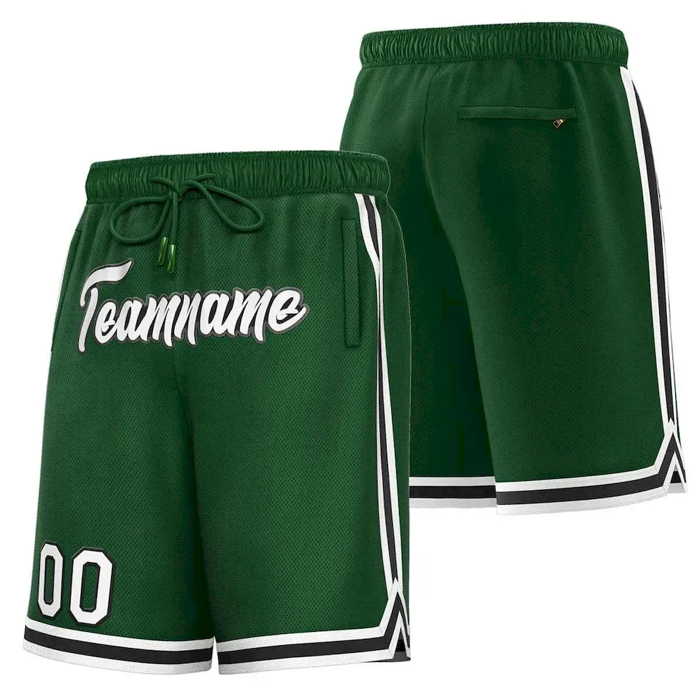 Custom Green White-Black Sport Basketball Shorts