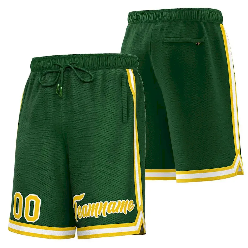 Custom Green Yellow-White Sport Basketball Shorts