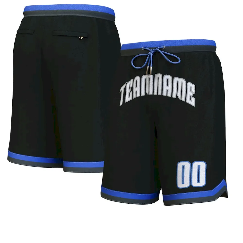 Custom Blue White-Black Personalized Basketball Shorts