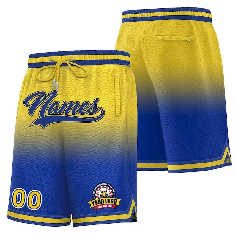 Custom Yellow Royal Personalized Gradient Fashion Basketball Shorts
