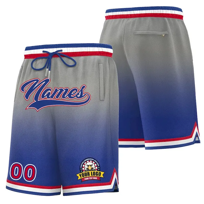 Custom Gray Royal Personalized Gradient Fashion Basketball Shorts