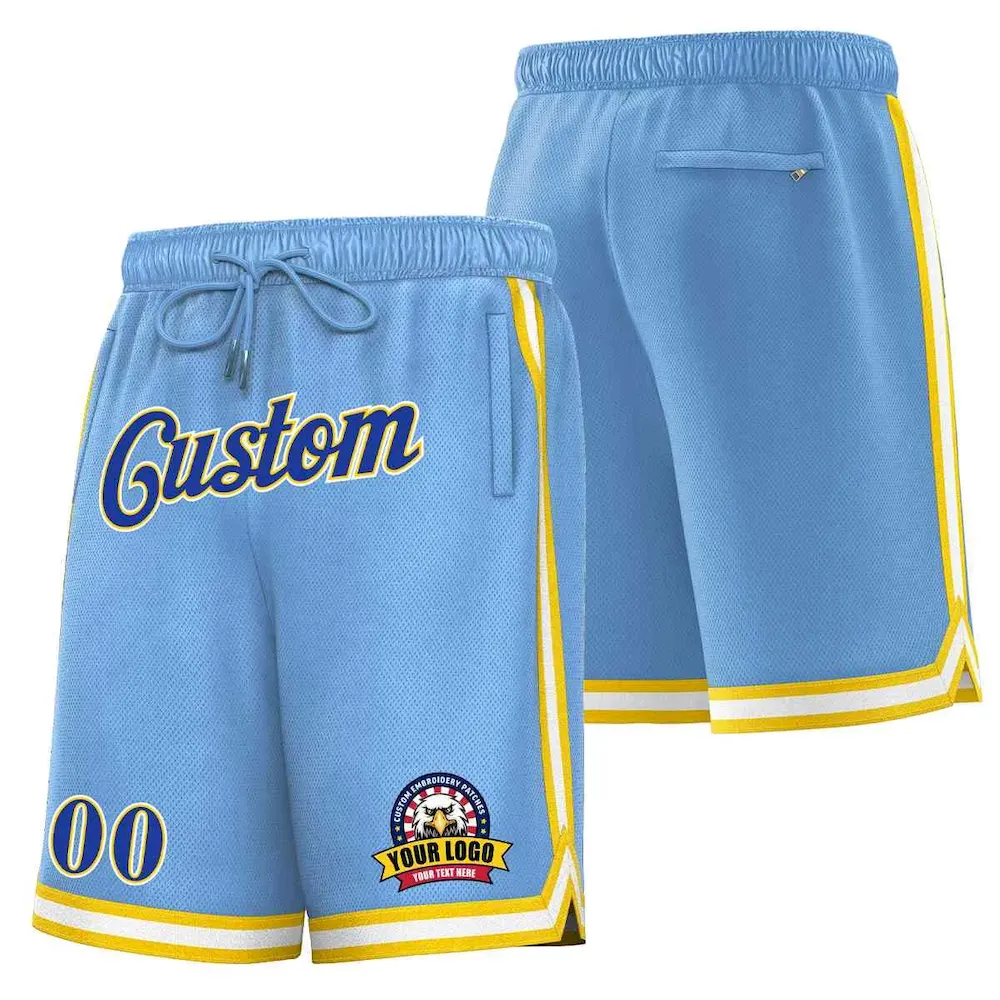 Custom Purple White-Gold Classic Style Basketball Mesh Shorts