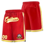 Custom Red White-Gold Classic Style Basketball Mesh Shorts