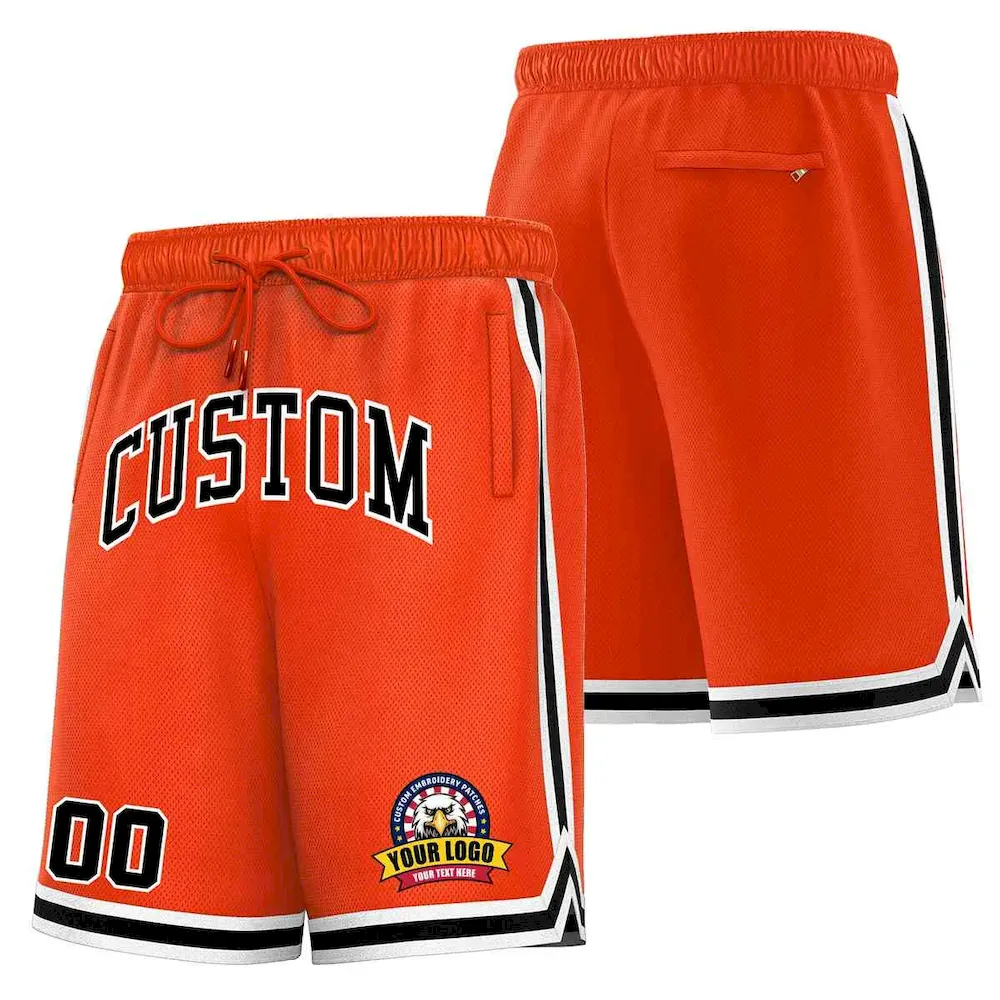 Custom Orange Black-White Classic Style Basketball Mesh Shorts