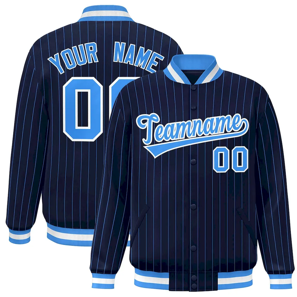 Custom Purple White-Purple Personalized Stripe Fashion Letterman Bomber Varsity Jacket