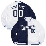 Custom Green White-Gold Blue Two Tone Letterman Split Fashion Baseball Jacket