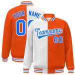 Custom Red White-Gold Letterman Two Tone Split Fashion Varsity Full-Snap Jacket