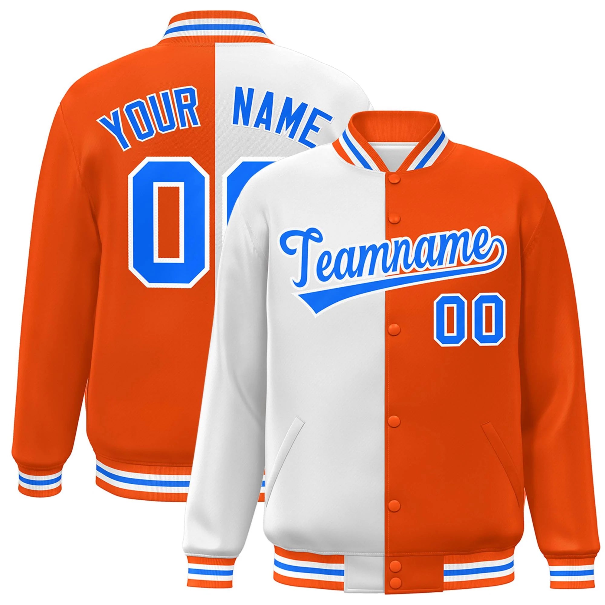 Custom Red White-Gold Letterman Two Tone Split Fashion Varsity Full-Snap Jacket