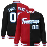 Custom Pink Light Blue-White Letterman Two Tone Split Fashion Varsity Full-Snap Jacket
