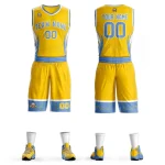 Custom Gold Light Blue-White Graffiti Pattern Sets Lightning Basketball Jersey