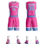 Custom Pink Powder Blue-White Graffiti Pattern Sets Lightning Basketball Jersey
