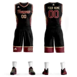 Custom Black Maroon-Khaki Graffiti Pattern Sets Lightning Basketball Jersey