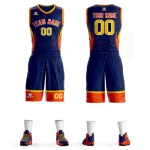 Custom Navy Orange-White Graffiti Pattern Sets Lightning Basketball Jersey