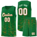 Custom Kelly Green White Personalized Scratches Pattern Sports Uniform Basketball Jersey