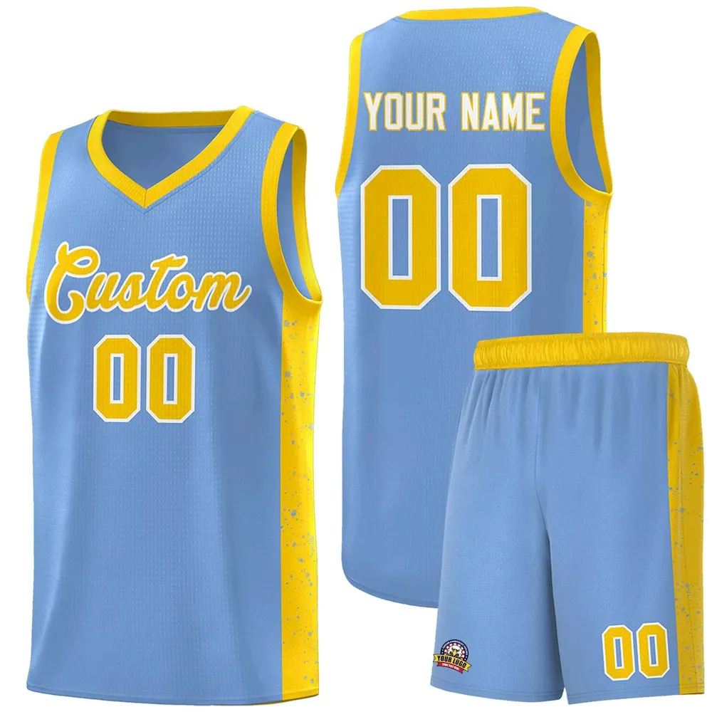 Custom Red Gold-White Side Splash Sports Uniform Basketball Jersey