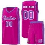Custom Rose Red Purple-White Side Splash Sports Uniform Basketball Jersey