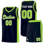 Custom Navy Neon Green-White Side Splash Sports Uniform Basketball Jersey