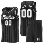 Custom Black Orange Vertical Striped Pattern Sports Uniform Basketball Jersey