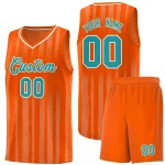 Custom Orange Aqua Vertical Striped Pattern Sports Uniform Basketball Jersey
