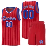 Custom Red Royal Vertical Striped Pattern Sports Uniform Basketball Jersey