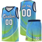 Custom Powder Blue Neon Green Personalized Galaxy Graffiti Pattern Sports Uniform Basketball Jersey