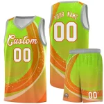 Custom Neon Green Orange Personalized Galaxy Graffiti Pattern Sports Uniform Basketball Jersey