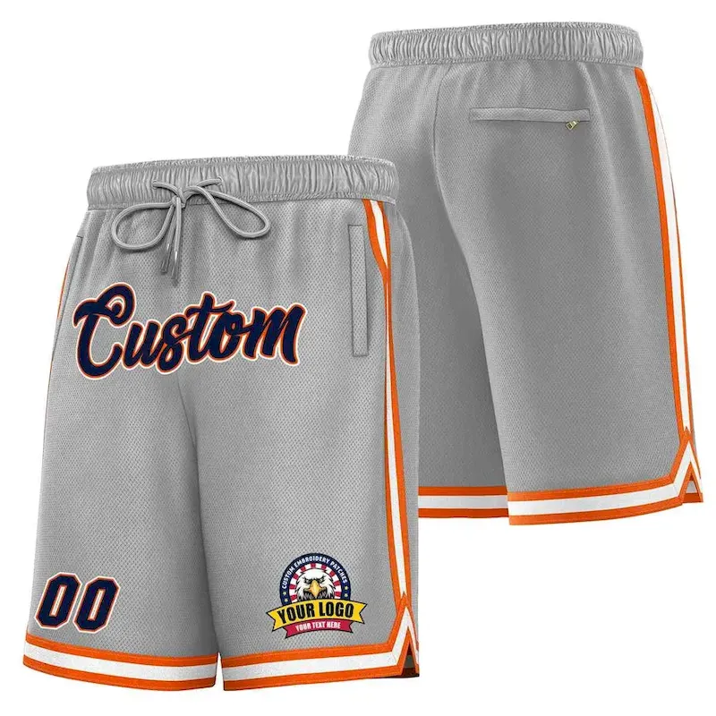 Custom Black Royal-Orange Classic Style Basketball Mesh Shorts