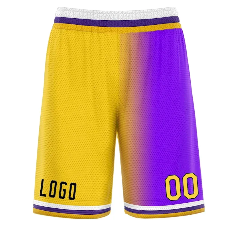 Custom Yellow Purple Gradient Fashion Basketball Shorts