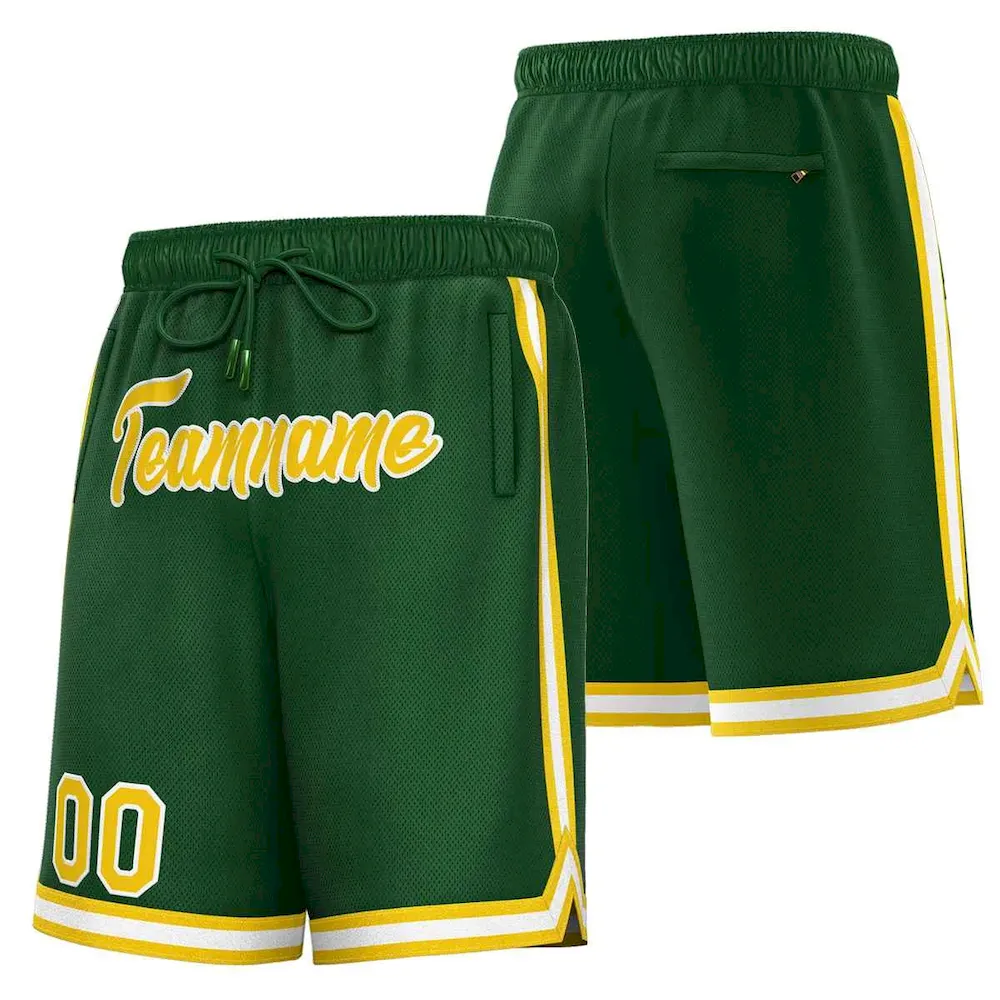 Custom Green Yellow-White Sport Basketball Shorts
