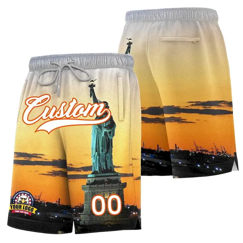 Custom Red Yellow White Basketball Shorts