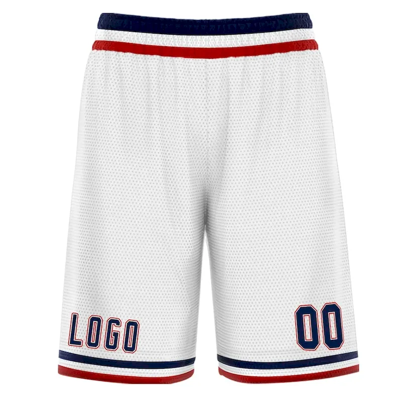 Custom White Navy Basketball Shorts