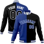 Custom Royal Black-Royal Varsity Full-Snap Letterman Two Tone Split Fashion Jacket