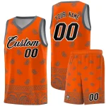 Custom Orange Dark Gray Personalized Cashew Pattern Sports Uniform Basketball Jersey