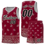 Custom Crimson Gray Personalized Cashew Pattern Sports Uniform Basketball Jersey