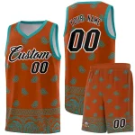 Custom Texas Orange Aqua Personalized Cashew Pattern Sports Uniform Basketball Jersey