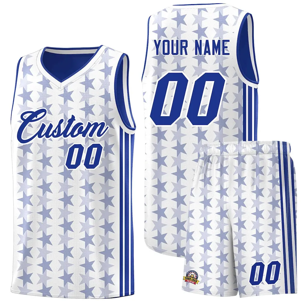 Custom Red White Star Graffiti Pattern Sets Sports Uniform Basketball Jersey