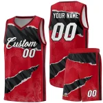 Custom Red Black-White Tear Graffiti Pattern Sports Uniform Basketball Jersey
