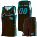 Custom Brown Teal Personalized Indians Pattern Sets Sports Uniform Basketball Jersey