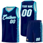 Custom Navy Sky Blue Personalized Indians Pattern Sets Sports Uniform Basketball Jersey