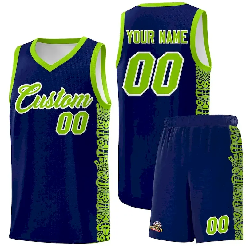 Custom Navy Crimson Personalized Indians Pattern Sets Sports Uniform Basketball Jersey