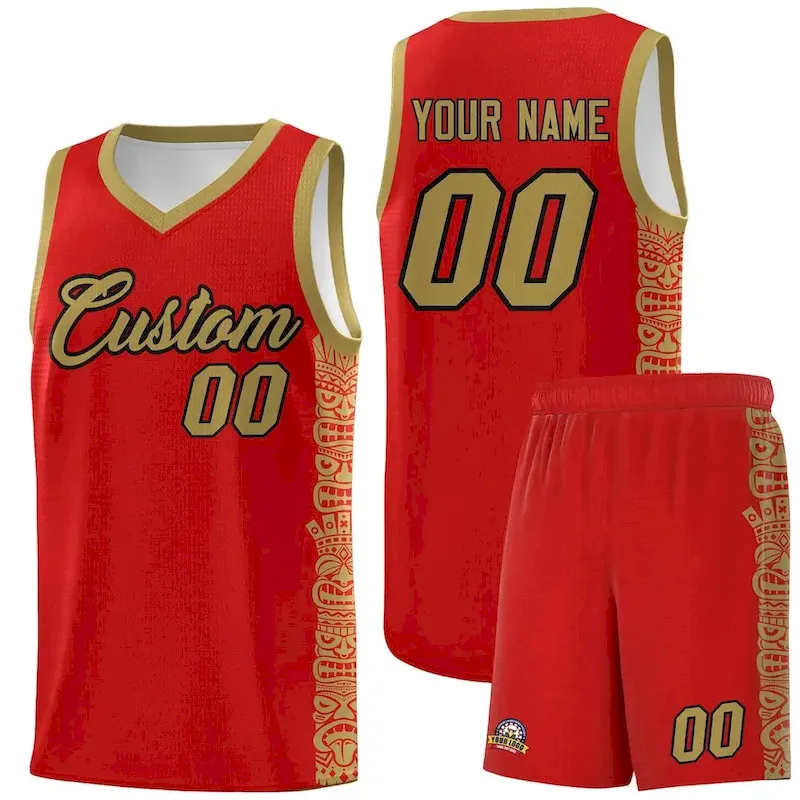 Custom Red Desert Yellow Personalized Indians Pattern Sets Sports Uniform Basketball Jersey