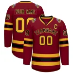 Custom Crimson Black-Gold Classic Style Hockey Jersey