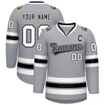Custom Gray Black White-Black Classic Style Hockey Jersey