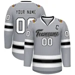 Custom Gray Black White-Black Classic Style Hockey Jersey