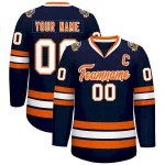 Custom Navy Orange-White Classic Style Hockey Jersey
