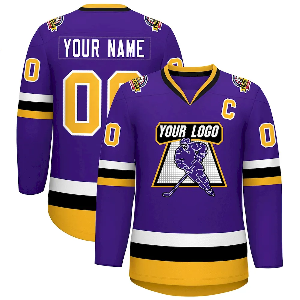 Custom White Red White-Royal Classic Style Hockey Jersey