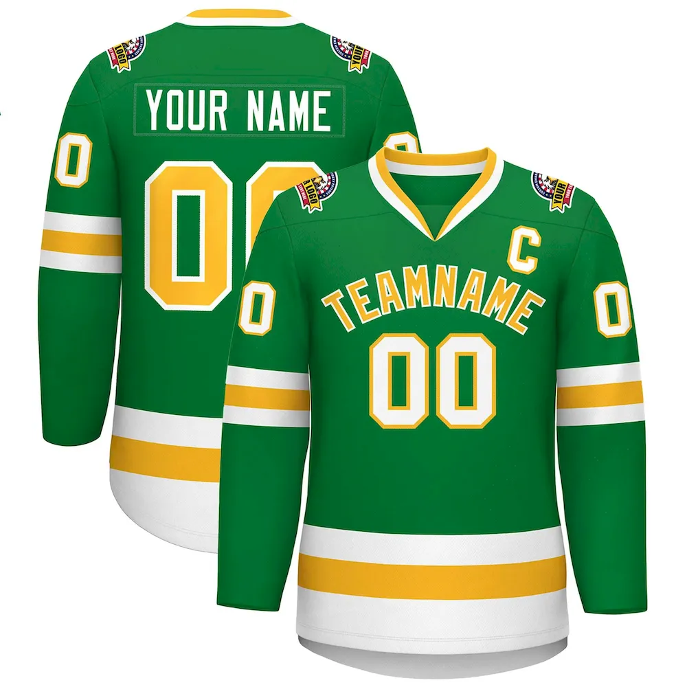 Custom Midnight Green Red Midnight Green-Khaki Classic Style Hockey Jersey