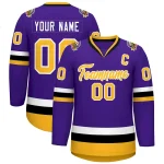 Custom Purple Gold-White Classic Style Hockey Jersey