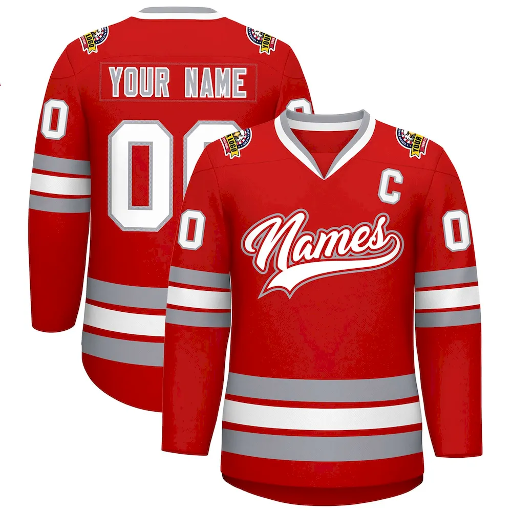 Custom Orange Royal-White Classic Style Hockey Jersey